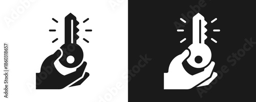 Ownership Icon Set Glyph In White And Black Background