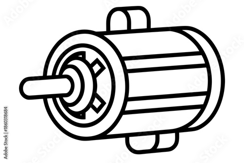 electric power supply silhouette vector, old electric motor black symbol
