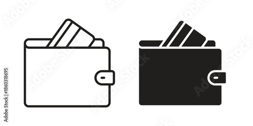 Wallet icons. glyph icon vector on white background. Flat and line vector