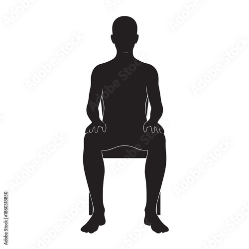 Black silhouette of a man sitting on a chair 1