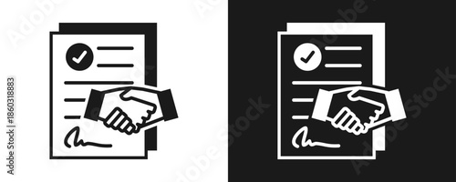 Agreement Icon Set Glyph In White And Black Background