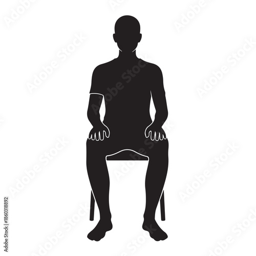 Black silhouette of a man sitting on a chair