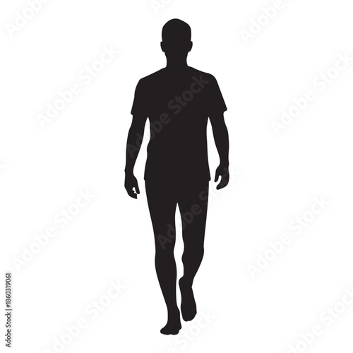 Black silhouette of a man walking barefoot