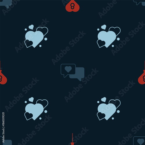 Set Balloons with 8 March, Heart in speech bubble and on seamless pattern. Vector