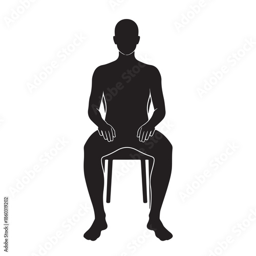 Black silhouette of a person sitting on a chair