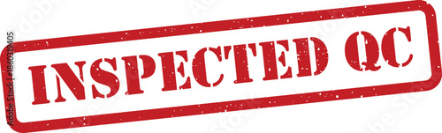 Red inspected qc stamp on white background