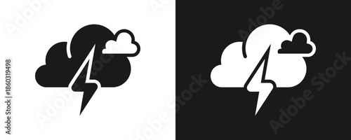 Storm Icon Set Glyph In White And Black Background