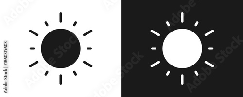 Sunny Icon Set Glyph In White And Black Background