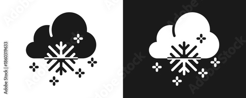 Snowfall Icon Set Glyph In White And Black Background