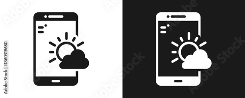 Weather App Icon Set Glyph In White And Black Background