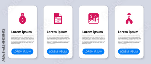 Set Dart arrow, Financial growth increase, Lottery ticket and Money bag. Business infographic template. Vector