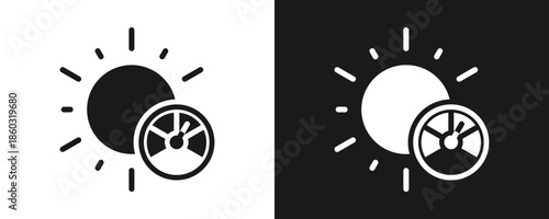 Uv Index Icon Set Glyph In White And Black Background