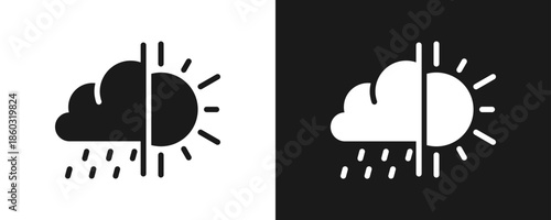 Weather Icon Set Glyph In White And Black Background