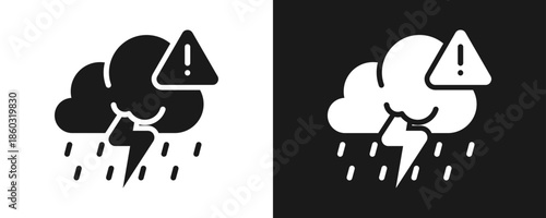 Extreme Weather Icon Set Glyph In White And Black Background