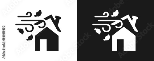 Typhoon Icon Set Glyph In White And Black Background