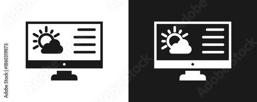 Weather News Icon Set Glyph In White And Black Background