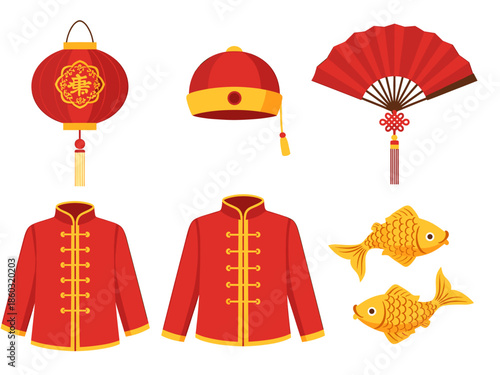 Traditional Chinese New Year Clothing and Decorations