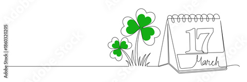 Clover leaf line art style for St. Patrick's Day 2.eps