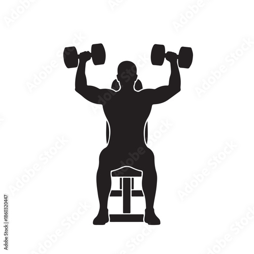 Man lifting dumbbells on a bench weightlifting