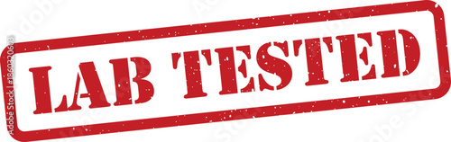 Red lab tested stamp seal on transparent background