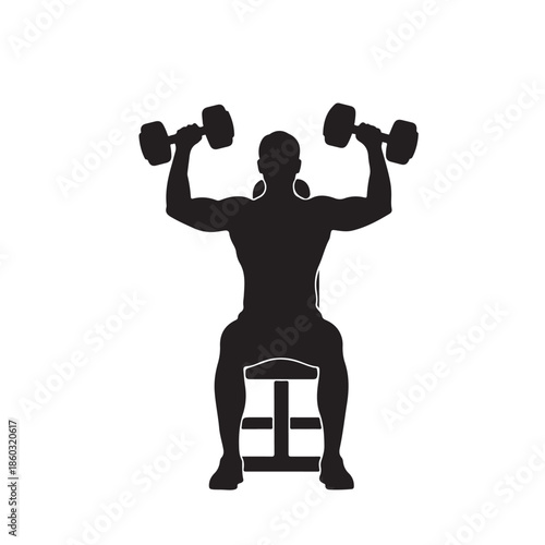Seated man lifting dumbbells weights exercise fitness