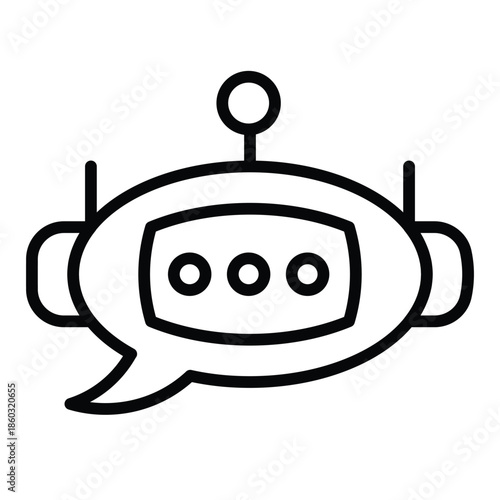 Outline chatbot icon for AI assistant, support bot, and virtual chat.