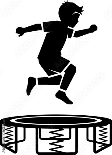 Child Jumping on Trampoline silhouette vector illustration
