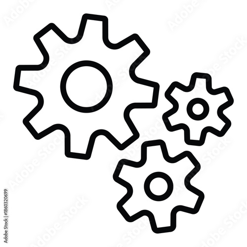 Outline gears icon for mechanism, working process, and automation.