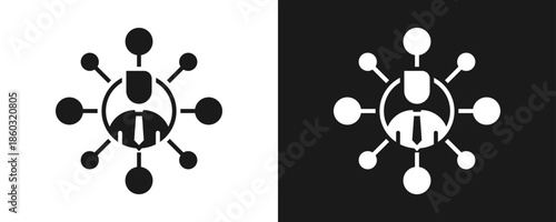 Networking Icon Set Glyph In White And Black Background