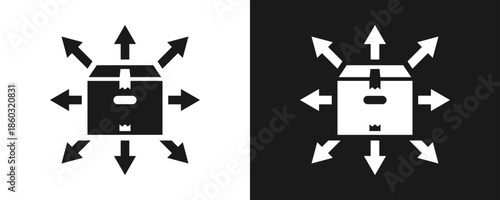Distribution Icon Set Glyph In White And Black Background