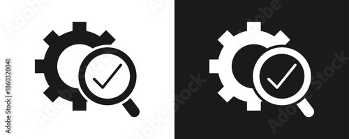 Quality Control Icon Set Glyph In White And Black Background