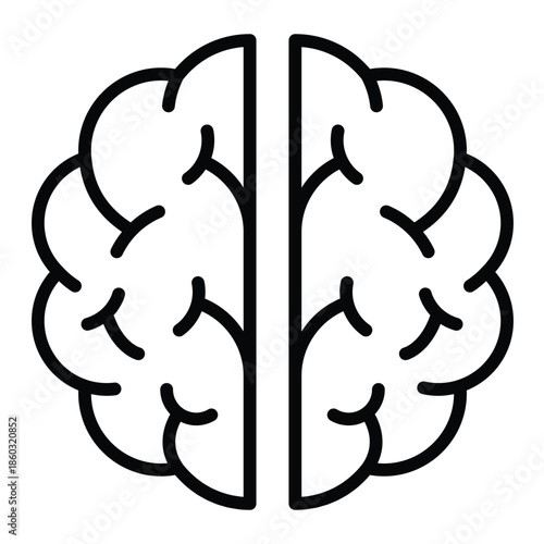 Outline brain icon for human intelligence, neurology, and knowledge.
