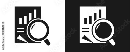 Analisys Icon Set Glyph In White And Black Background