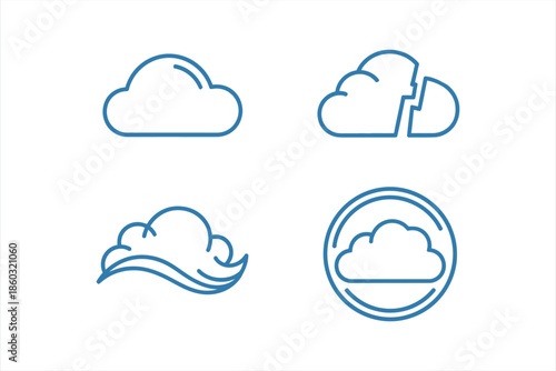 Modern Cloud Computing Outline Icon Set