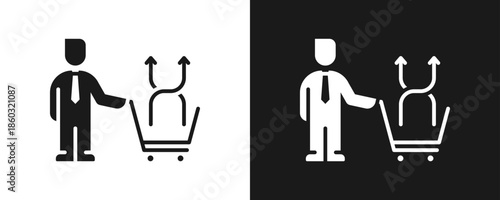Cross Selling Icon Set Glyph In White And Black Background