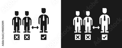 Differentiation Icon Set Glyph In White And Black Background