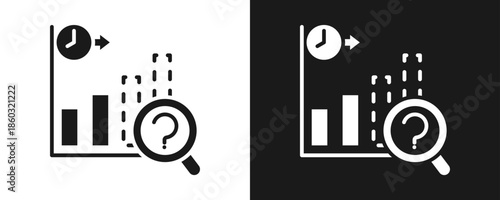 Predictive Analisys Icon Set Glyph In White And Black Background