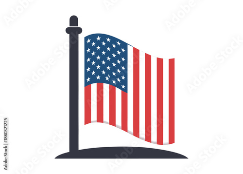 american flag day logo silhouette vector, distressed american flag logo silhouette vector, waving usa flag logo icon, distressed american flag vector logo silhouette on a white background