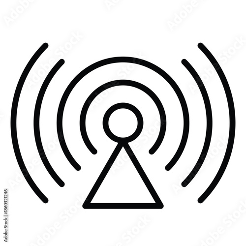 Outline signal icon for wireless broadcast, network connection, and waves.