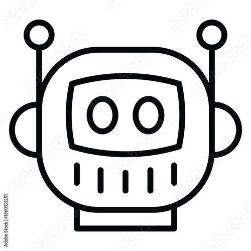 Outline robot icon for automation, artificial intelligence, and android.