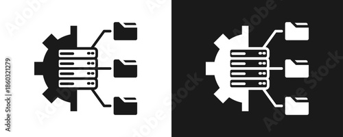 File Organizing Icon Set Glyph In White And Black Background