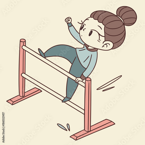 Girl jumping over a hurdle in a sporting event