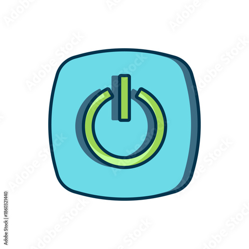 Filled outline Power button icon isolated on white background. Start sign. Flat filled outline style with shadow. Vector