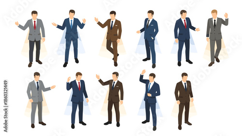 Business Men Vector Illustration Set
