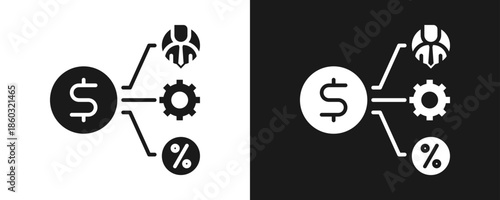 Allocation Icon Set Glyph In White And Black Background
