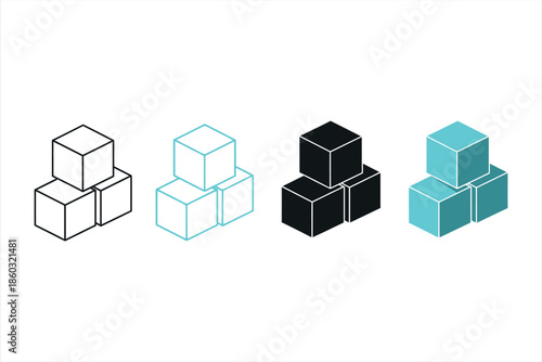 Stacked Isometric Cubes Icons