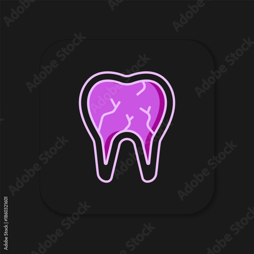 Filled outline Broken tooth icon isolated on black background. Dental problem icon. Dental care symbol. Flat filled outline style with shadow. Vector