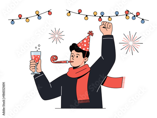 Celebrating New Years Eve with Confetti and Champagne