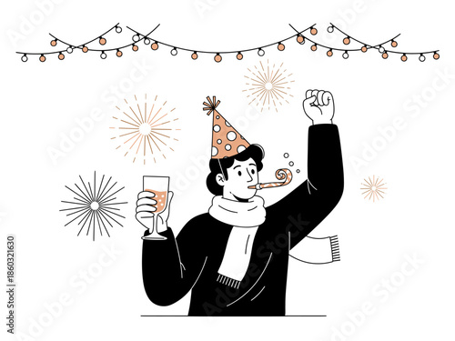 Celebrating Success with a Party Hat and Confetti