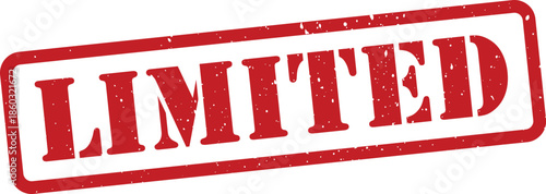 red limited stamp on white background